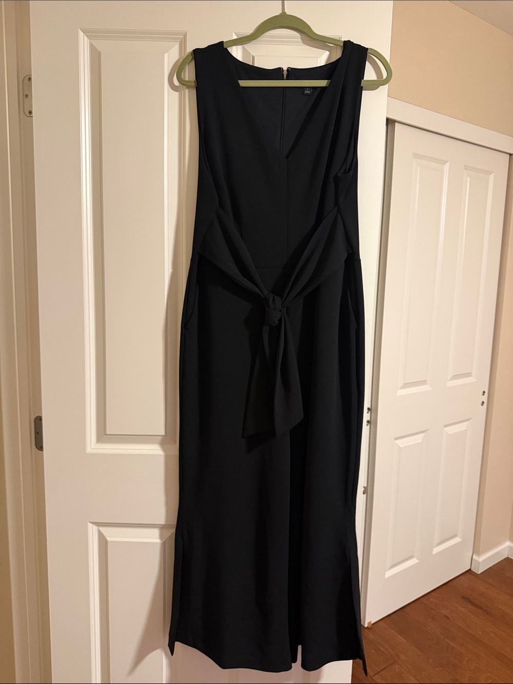 Ann Taylor Factory Black Sleeveless Tie-Front Jumpsuit
